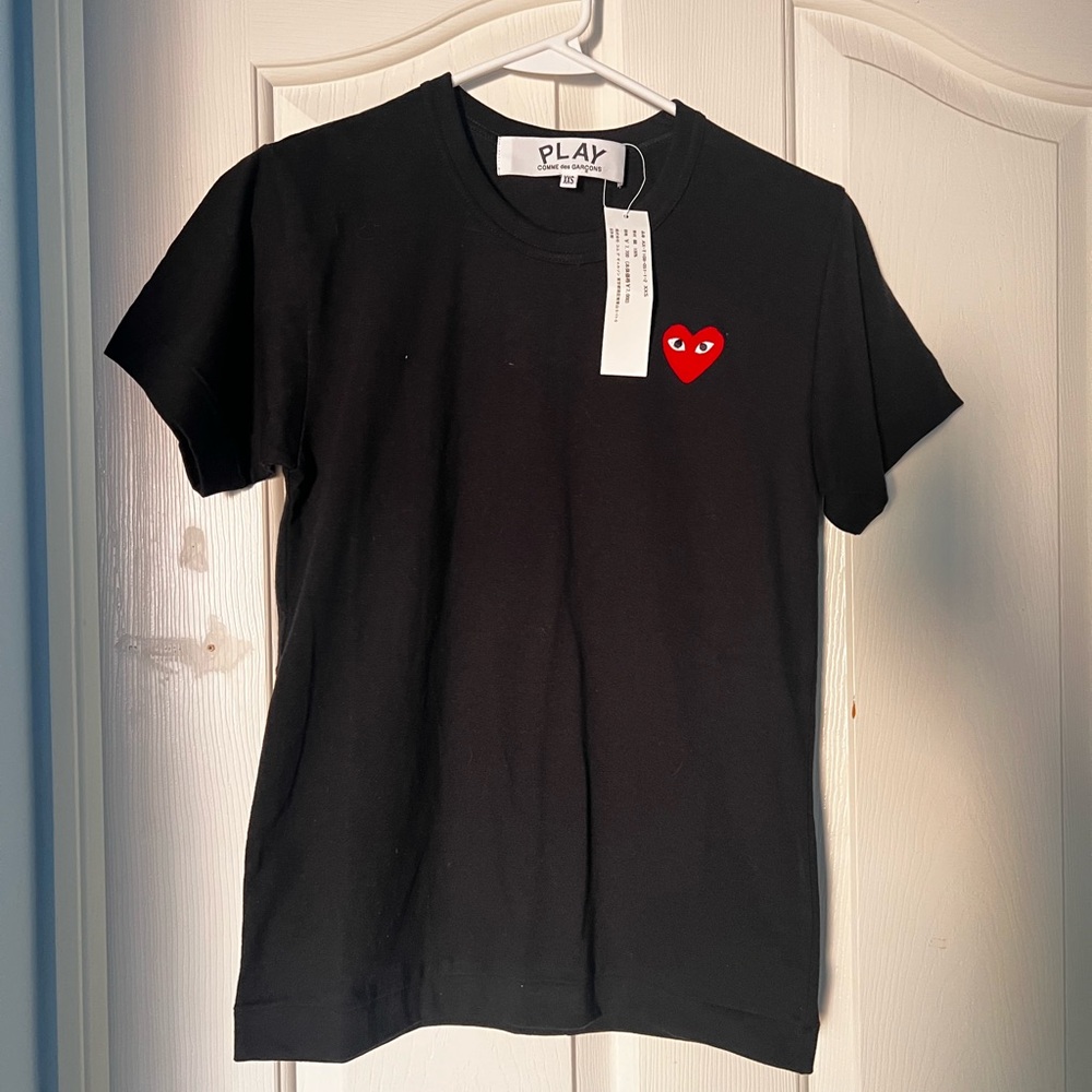 Comme des Garcons Black Tee with Red Heart Patch
